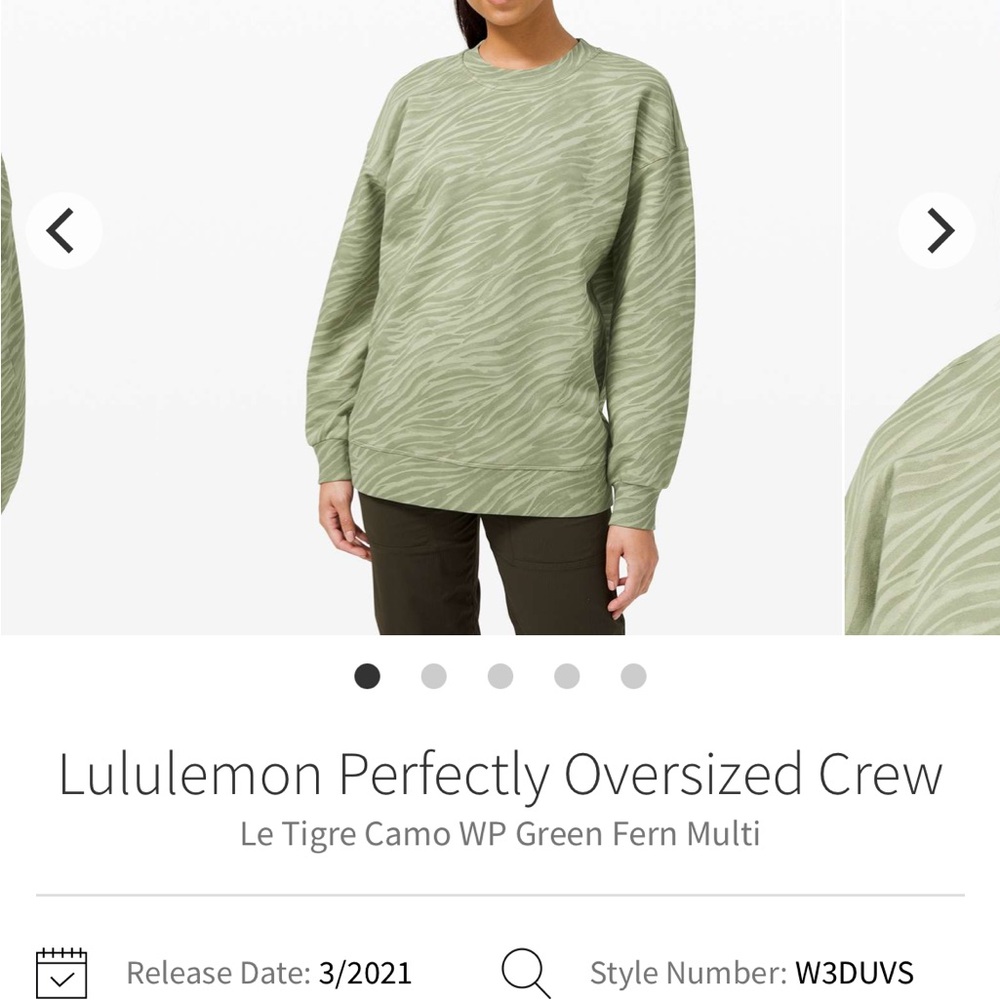 Lululemon Perfectly Oversized Crew Le Tigre camo WP green fern multi size 2 - Picture 6 of 9